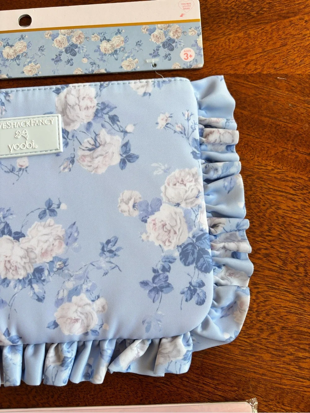 LoveShackFancy x yoobi Blue Floral Accessory Pouch & Matching Mouse Padu